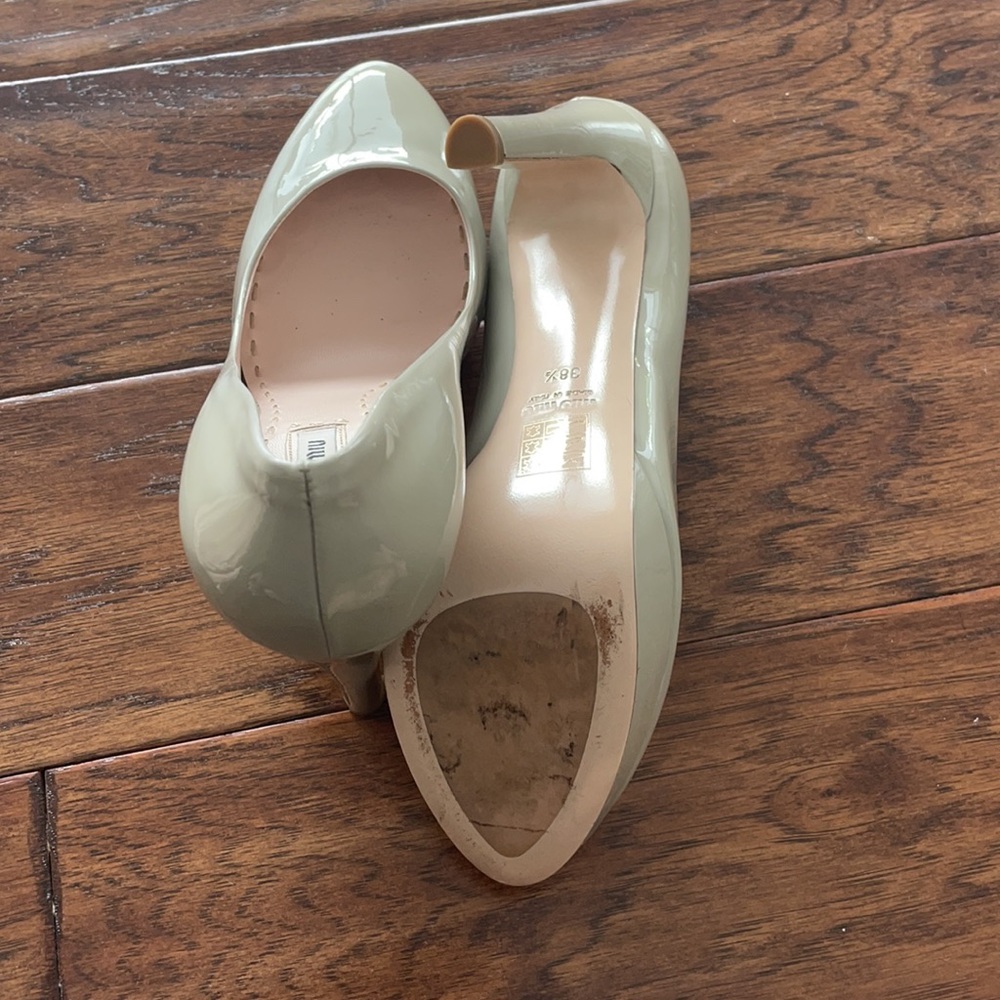 Gray, Patent Leather, Miu Miu Heels, Size 8.5. Gr… - image 7